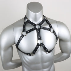 Hip Hop Punk Leather Bondage Vest