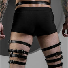 Punk Style Belt-Integrated Leather Pants