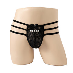 Pearl Accent Quadrangle Hollow Underwear