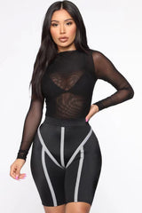 Chic Sheer Mesh Long Sleeve Bodysuit for Layering Outfits