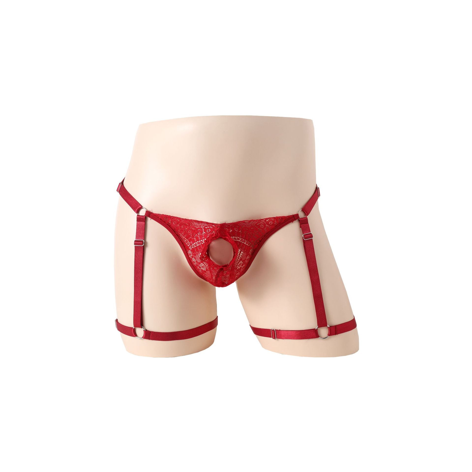 Adjustable Hole Lace Perspective Thong