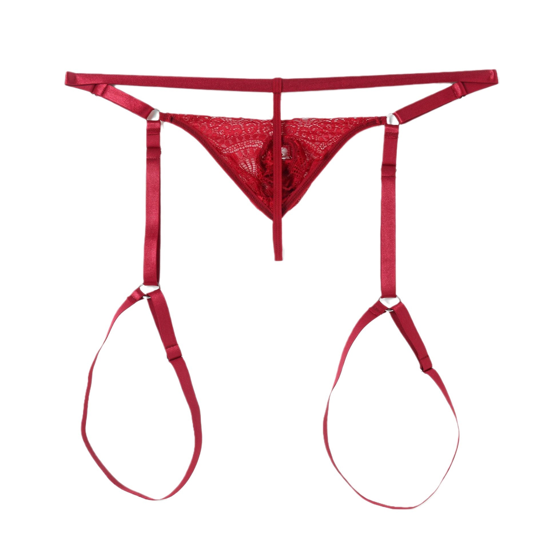 Adjustable Hole Lace Perspective Thong
