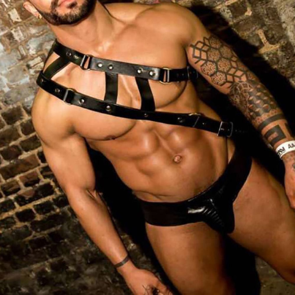 Black Leather Body Restraint Straps