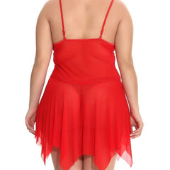 Romantic Sheer Lace Cup Babydoll Lingerie and Thong