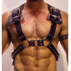 Black Macho Leather Bondage Clothing