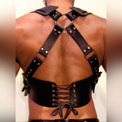 Black Macho Leather Bondage Clothing