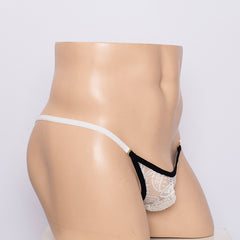 Red Low Rise Suspender Pocket Lace Thong
