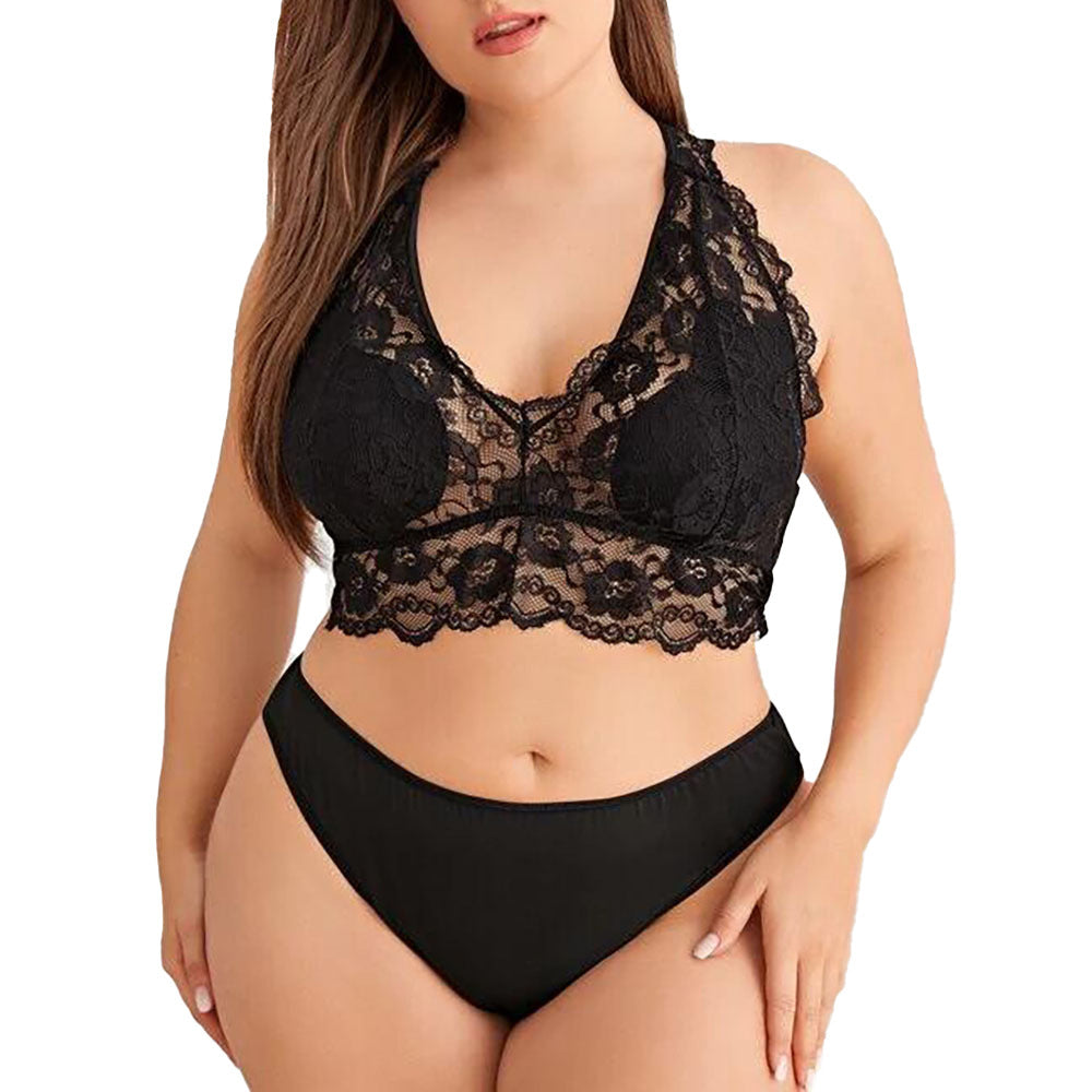 Delicate Lace Bralette with Racerback Design and Comfort Fit