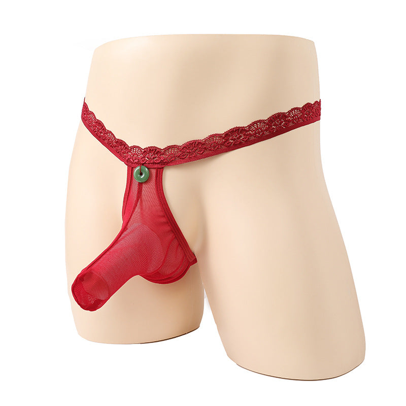 Lace Safety Button Thong Underwear
