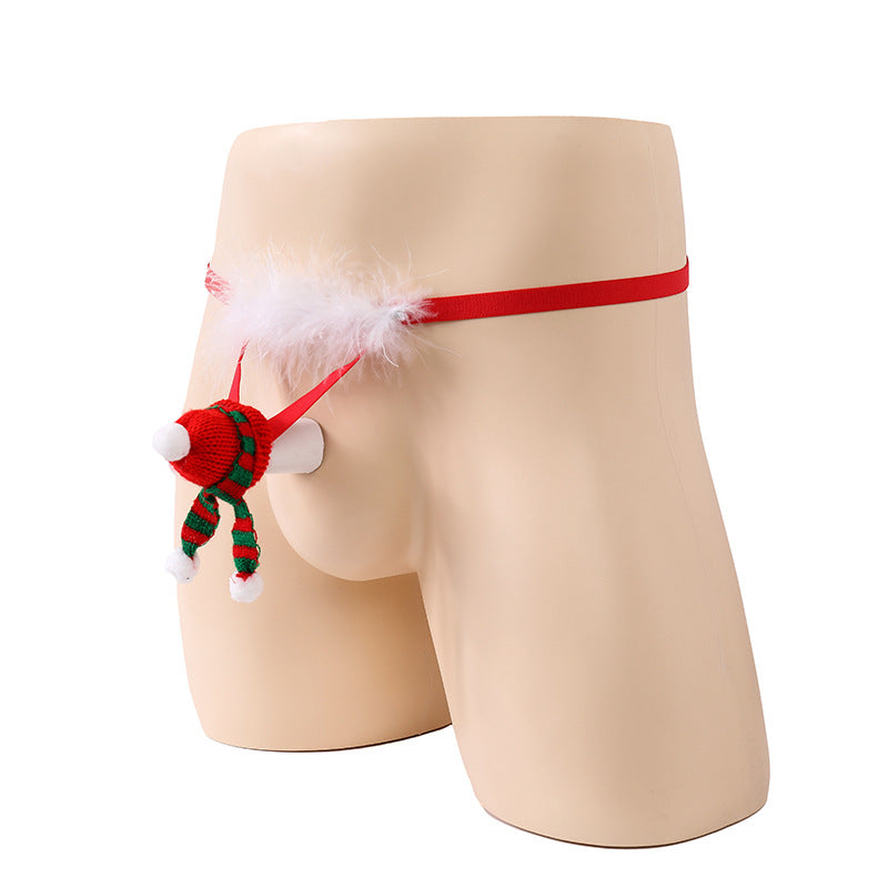 Christmas Feather Thong Underwear
