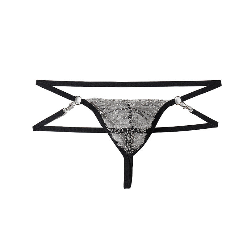 White lace passion sexy thong black ring