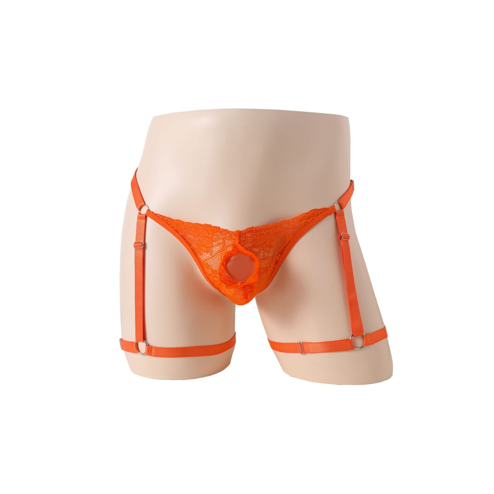 Adjustable Hole Lace Perspective Thong