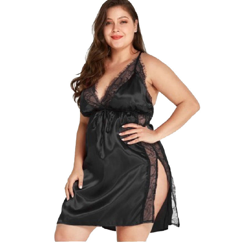 Silky Satin and Lace Trim Chemise Nightdress