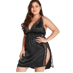 Silky Satin and Lace Trim Chemise Nightdress
